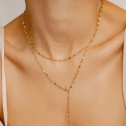 Lariat Necklaces | Filigrane Ketten | Hey Happiness Filigrane Y Kette im Rolokette-Design in Gold
