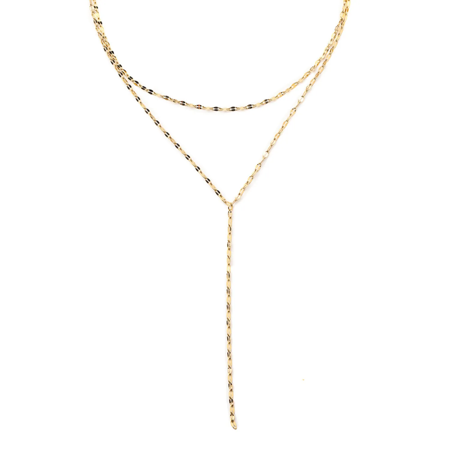 Lariat Necklaces | Filigrane Ketten | Hey Happiness Filigrane Y Kette im Rolokette-Design in Gold