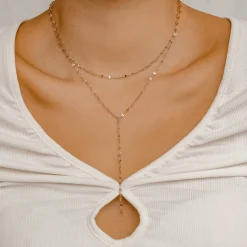 Lariat Necklaces | Filigrane Ketten | Hey Happiness Filigrane Y Kette im Rolokette-Design in Rosegold Rose Gold