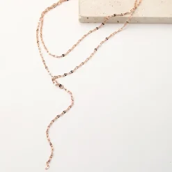 Lariat Necklaces | Filigrane Ketten | Hey Happiness Filigrane Y Kette im Rolokette-Design in Rosegold Rose Gold