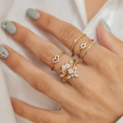 Schlichte Ringe | Hey Happiness Fireworks Zirkonia Ring Vergoldeter Sterlingsilber