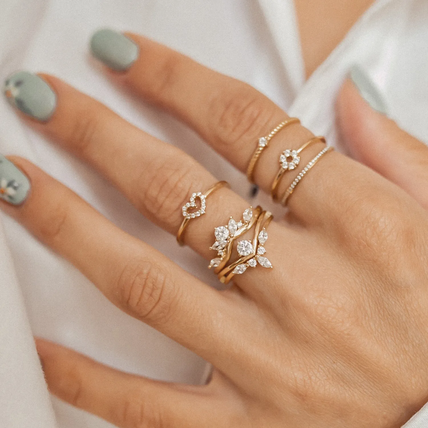 Schlichte Ringe | Hey Happiness Fireworks Zirkonia Ring Vergoldeter Sterlingsilber