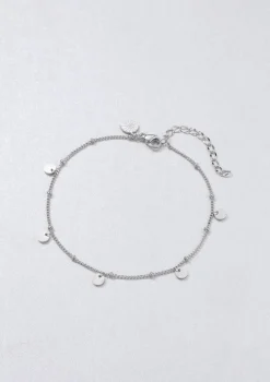 Fußkettchen | Hey Happiness Fußkettchen mit Runden Plättchen Anhängern in Silber Silver