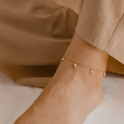 Fußkettchen | Hey Happiness Fußkette mit Perlen Cinque Gold