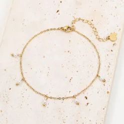 Fußkettchen | Hey Happiness Fußkette mit Perlen Cinque Gold