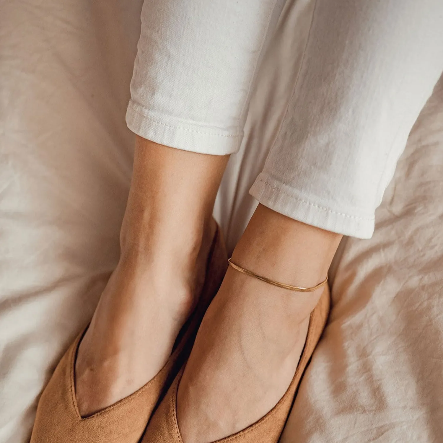 Fußkettchen | Hey Happiness Fußkette im Schlangenkette-Design in Gold