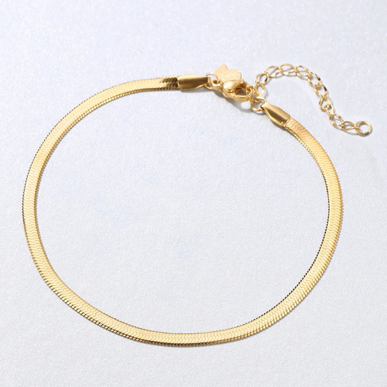 Fußkettchen | Hey Happiness Fußkette im Schlangenkette-Design in Gold