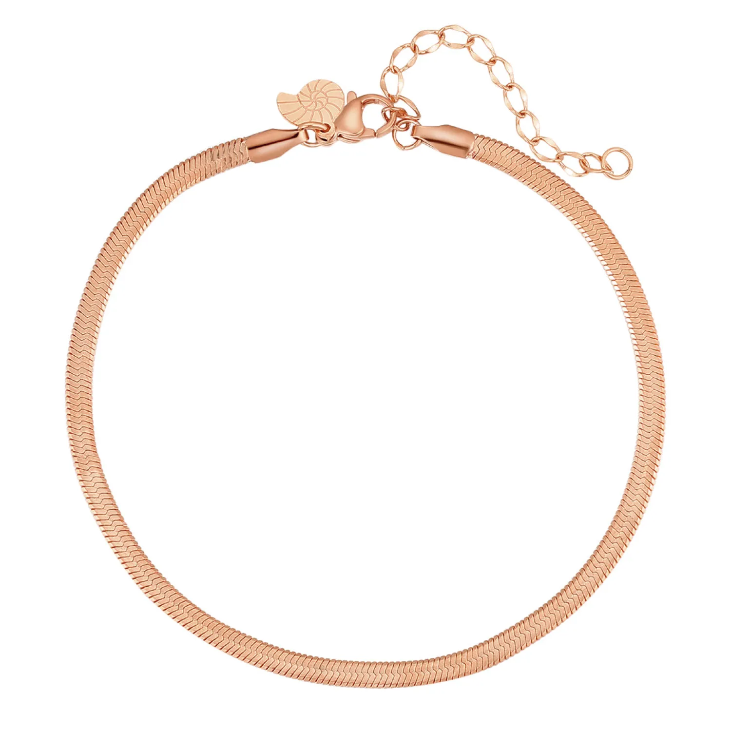 Fußkettchen | Hey Happiness Fußkette mit Schlangenkette-Design in Rosegold Rose Gold