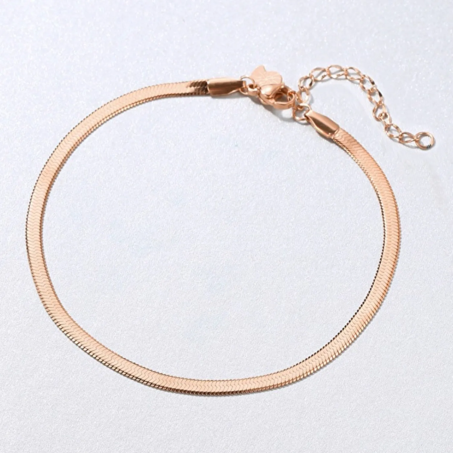 Fußkettchen | Hey Happiness Fußkette mit Schlangenkette-Design in Rosegold Rose Gold