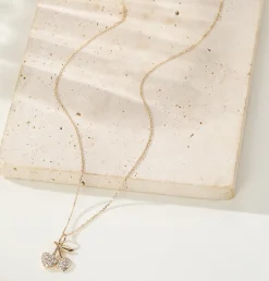 Filigrane Ketten | Hey Happiness Funkelnde Kirsche Anhänger Kette aus 585 Gold
