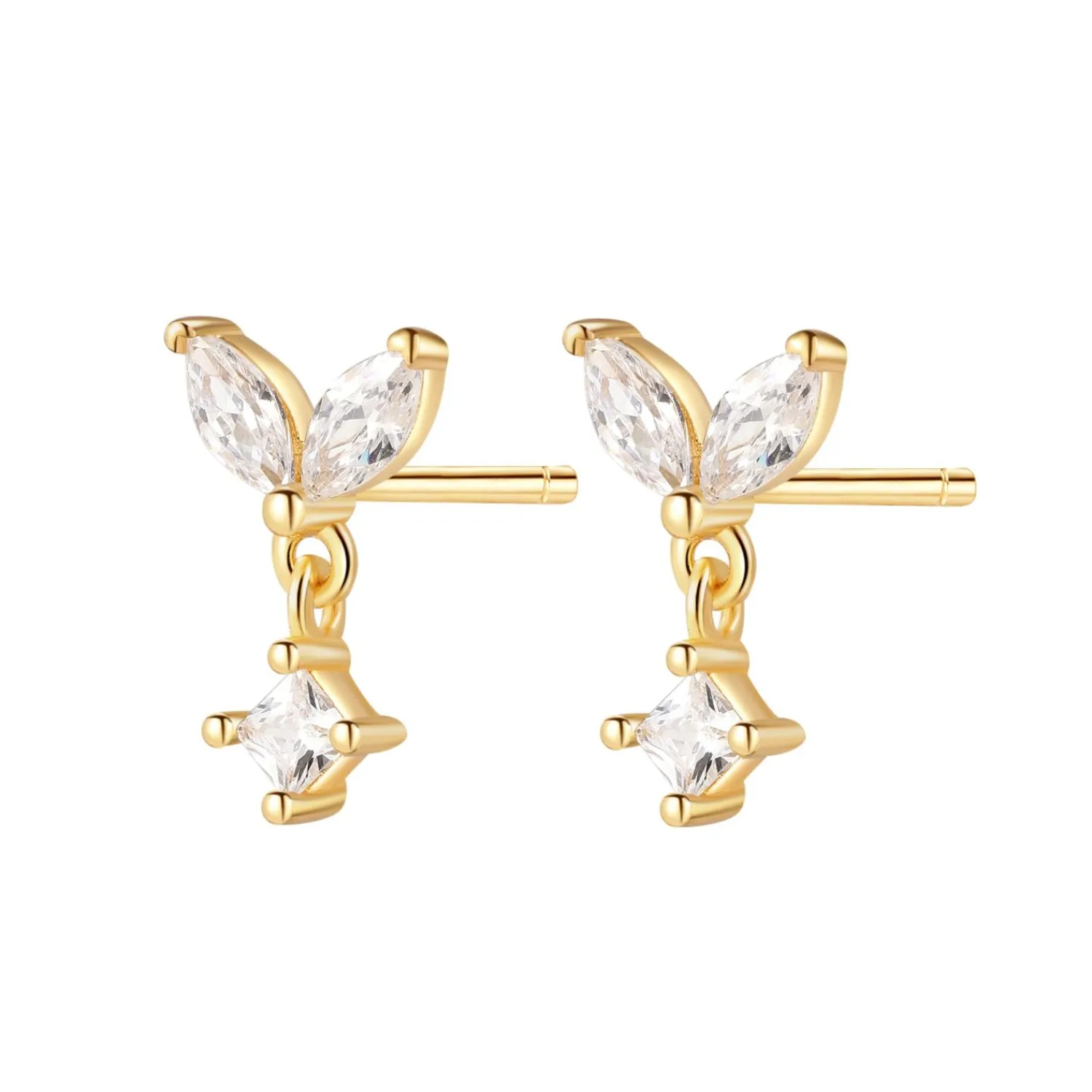 Ohrstecker | Hey Happiness Geflatter Ohrstecker aus Sterlingsilber in Gold