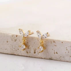 Ohrstecker | Hey Happiness Geflatter Ohrstecker aus Sterlingsilber in Gold
