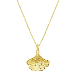 Filigrane Ketten | Hey Happiness Ginkgoblatt Kette Sterlingsilber in Gold