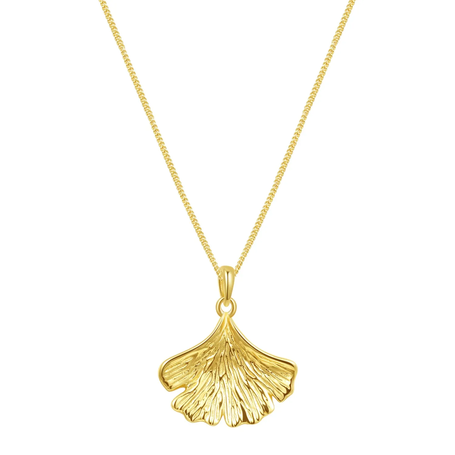 Filigrane Ketten | Hey Happiness Ginkgoblatt Kette Sterlingsilber in Gold