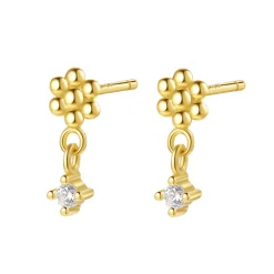 Ohrstecker | Hey Happiness Gänseblümchen Dangle Ohrstecker aus Sterlingsilber in Gold