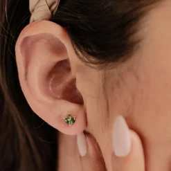 Ohrstecker | Hey Happiness Grüne Edelsteine Leuchtkäfer Ohrstecker aus Sterlingsilber