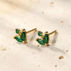 Ohrstecker | Hey Happiness Grüne Edelsteine Leuchtkäfer Ohrstecker aus Sterlingsilber