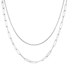 Statement Ketten | Hey Happiness Großgliedrige Kette Mehrreihig Silber Silver