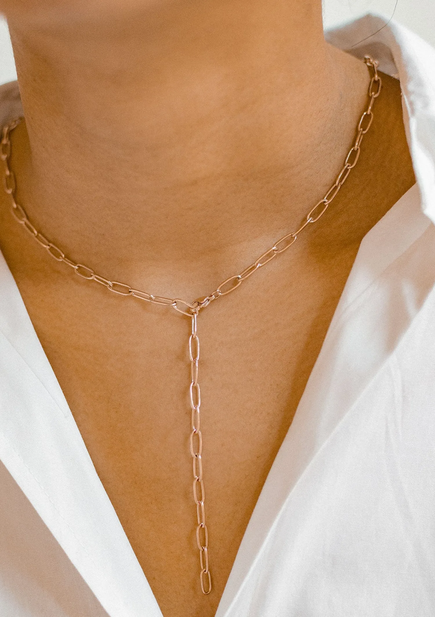Lariat Necklaces | Statement Ketten | Hey Happiness Großgliedrige Kette Y Rosegold Rose Gold