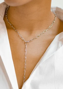 Lariat Necklaces | Statement Ketten | Hey Happiness Großgliedrige Kette Y Silber Silver