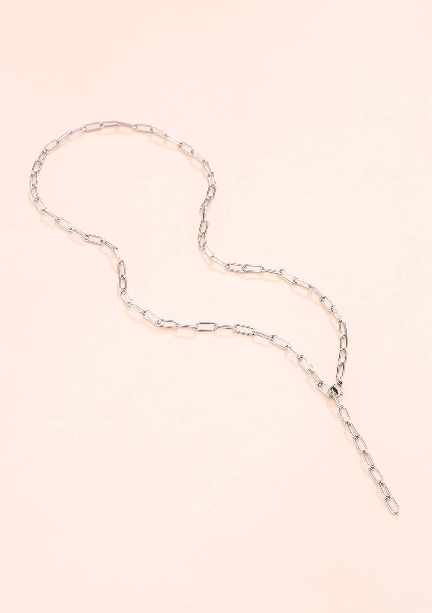 Lariat Necklaces | Statement Ketten | Hey Happiness Großgliedrige Kette Y Silber Silver