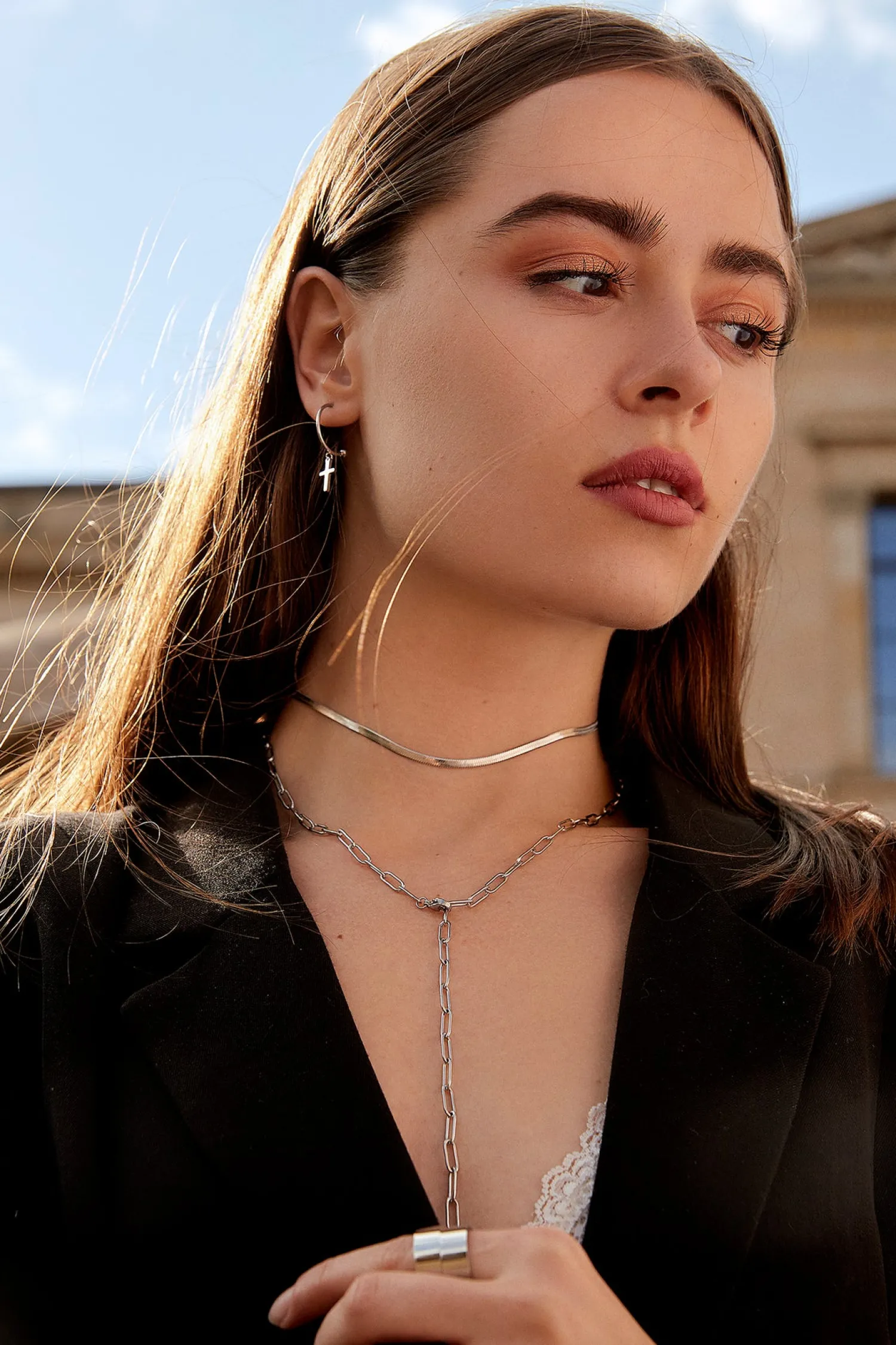 Lariat Necklaces | Statement Ketten | Hey Happiness Großgliedrige Kette Y Silber Silver