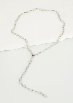 Lariat Necklaces | Statement Ketten | Hey Happiness Großgliedrige Kette Y Silber Silver