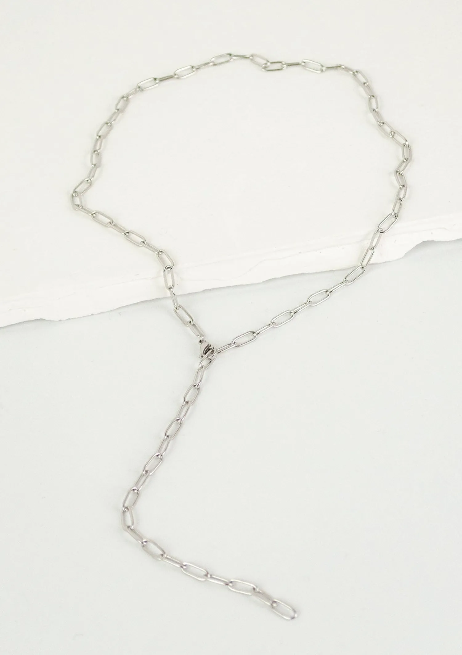 Lariat Necklaces | Statement Ketten | Hey Happiness Großgliedrige Kette Y Silber Silver