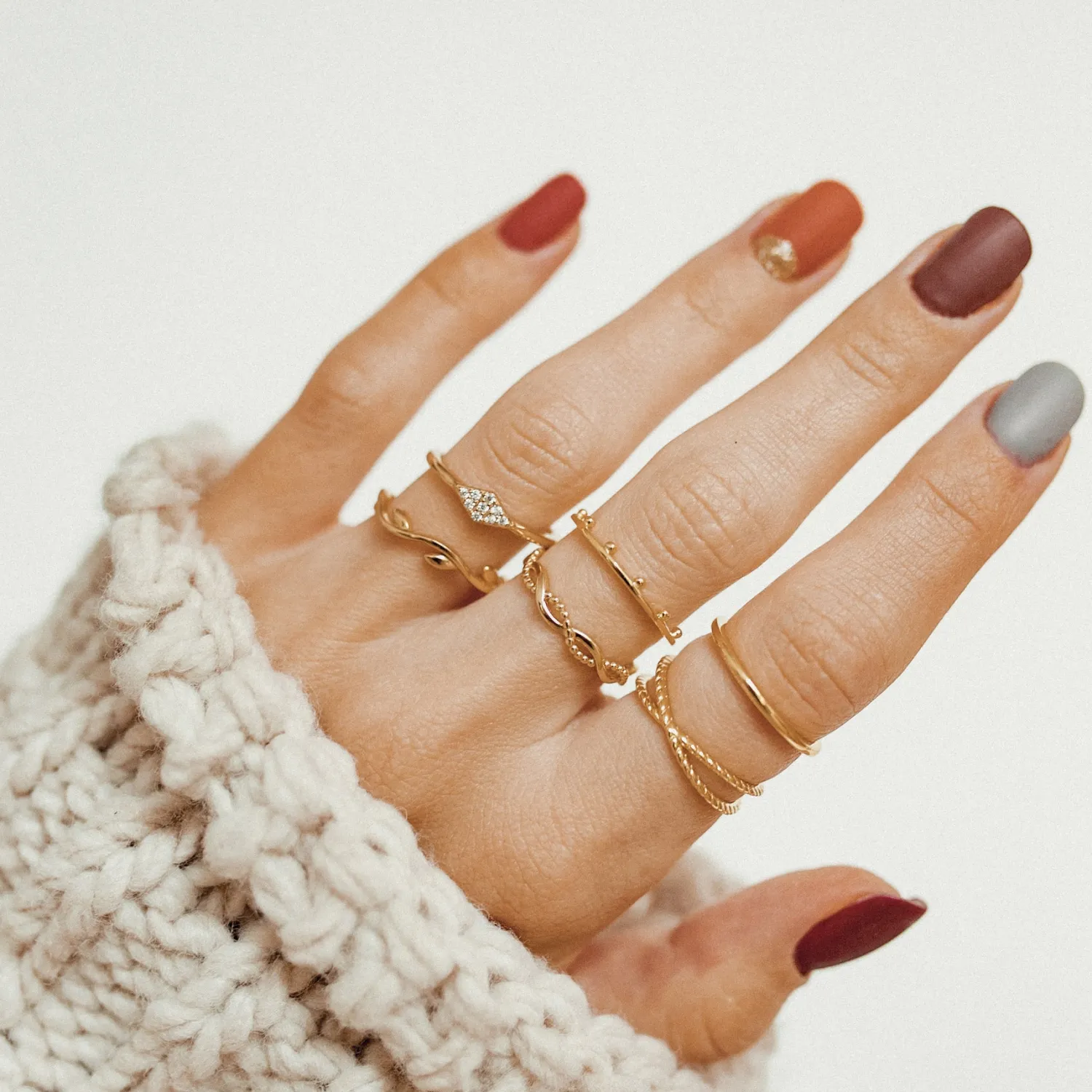 Schlichte Ringe | Hey Happiness Halo Kügelchen Ring Set Sterlingsilber in Gold