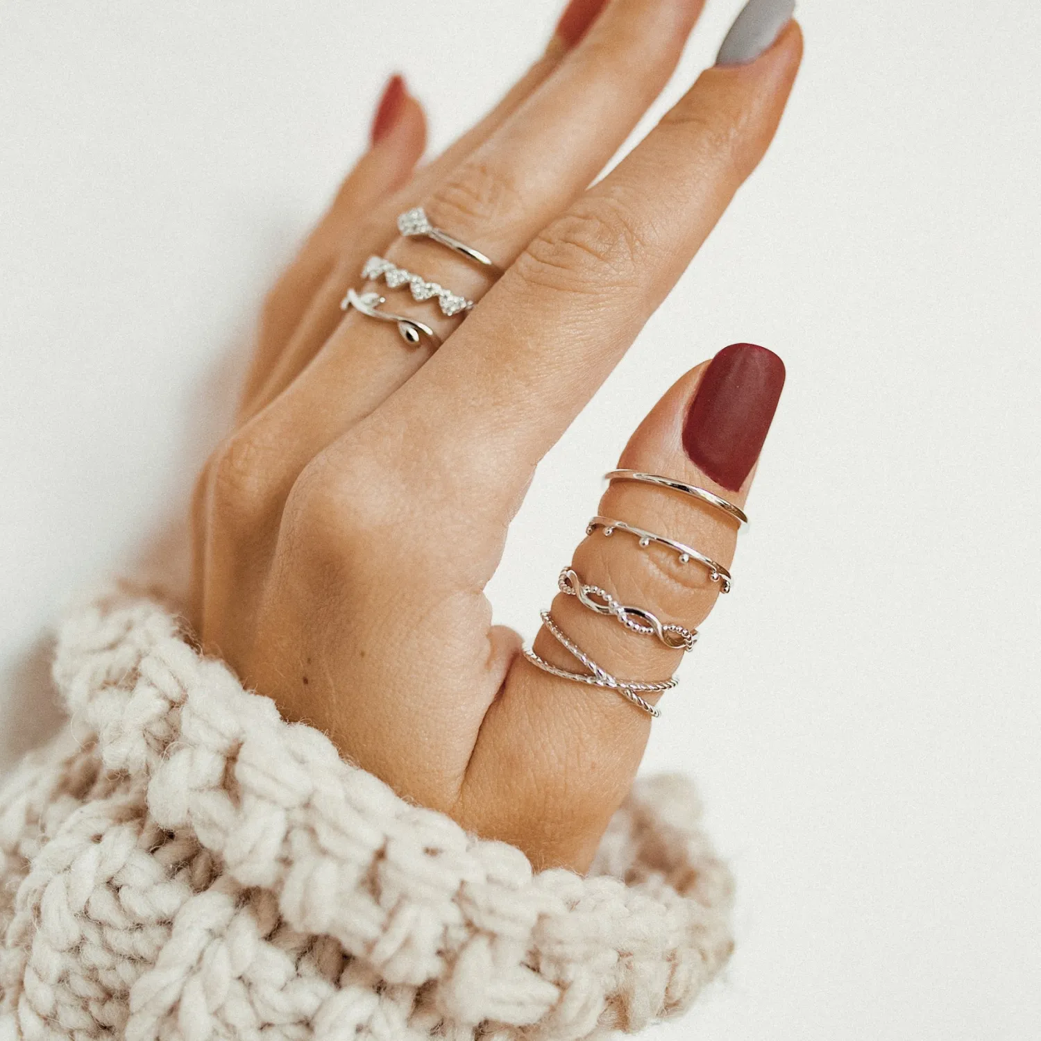 Schlichte Ringe | Hey Happiness Halo Kügelchen Ring Set Sterlingsilber Silver