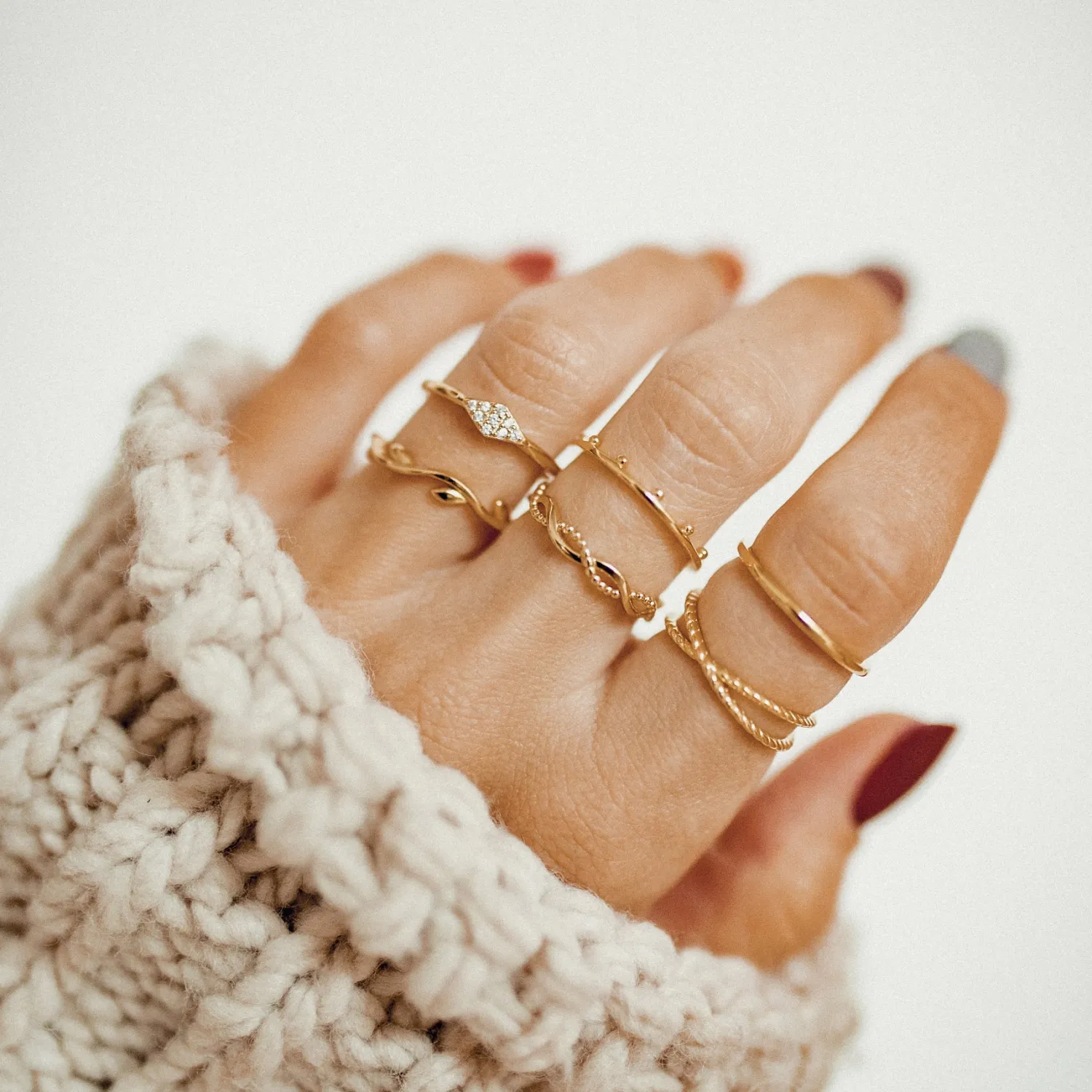 Schlichte Ringe | Hey Happiness Halo Kügelchen Ring Set Sterlingsilber Silver