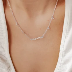Filigrane Ketten | Hey Happiness Herz Charm Mama Halskette aus Sterlingsilber
