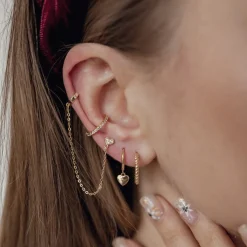 Ohrstecker | Hey Happiness Herz Ear Cuff Vereter Sterlingsilber Gold
