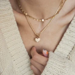 Statement Ketten | Hey Happiness Herz Kette mit T-Steg in farbe Gold