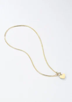 Statement Ketten | Hey Happiness Herz Kette mit T-Steg in farbe Gold
