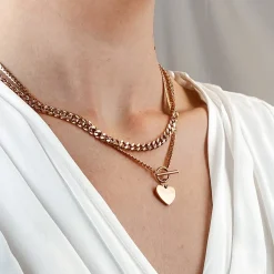 Statement Ketten | Hey Happiness Herz Kette mit T-Steg in Rosegold Rose Gold