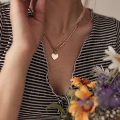 Statement Ketten | Hey Happiness Herz Kette mit T-Steg in Rosegold Rose Gold