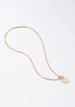 Statement Ketten | Hey Happiness Herz Kette mit T-Steg in Rosegold Rose Gold