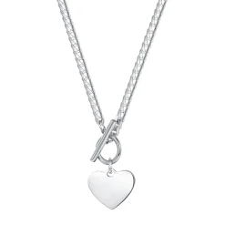 Statement Ketten | Hey Happiness Herz Kette mit T-Steg in Silberfarbe Silver
