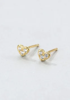 Ohrstecker | Hey Happiness Herz Ohrstecker Vereter Sterlingsilber Gold