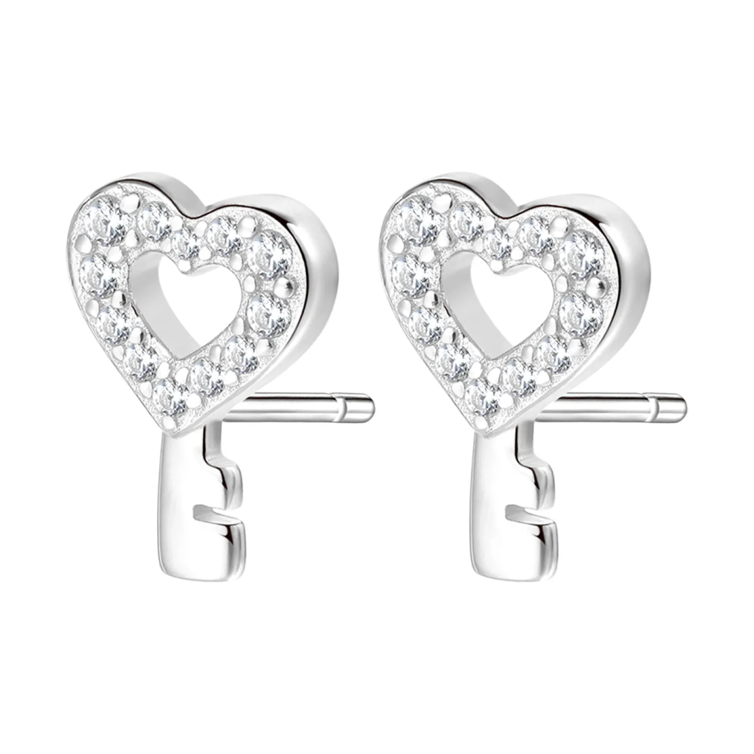 Ohrstecker | Hey Happiness Herz Schlüssel Ohrstecker Sterlingsilber Silver