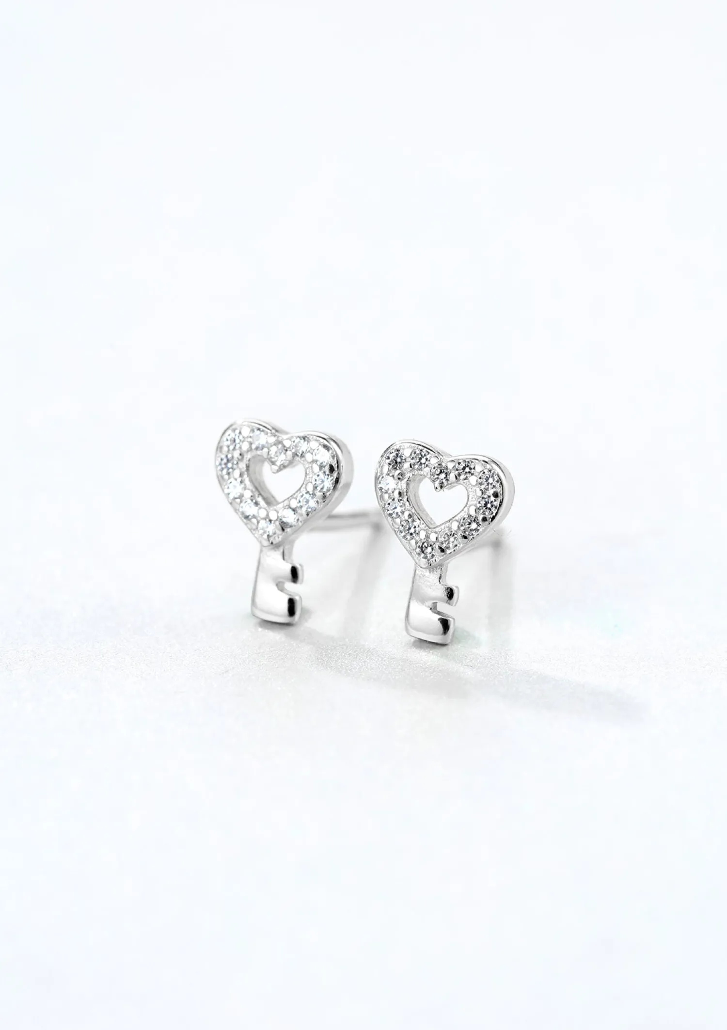 Ohrstecker | Hey Happiness Herz Schlüssel Ohrstecker Sterlingsilber Silver