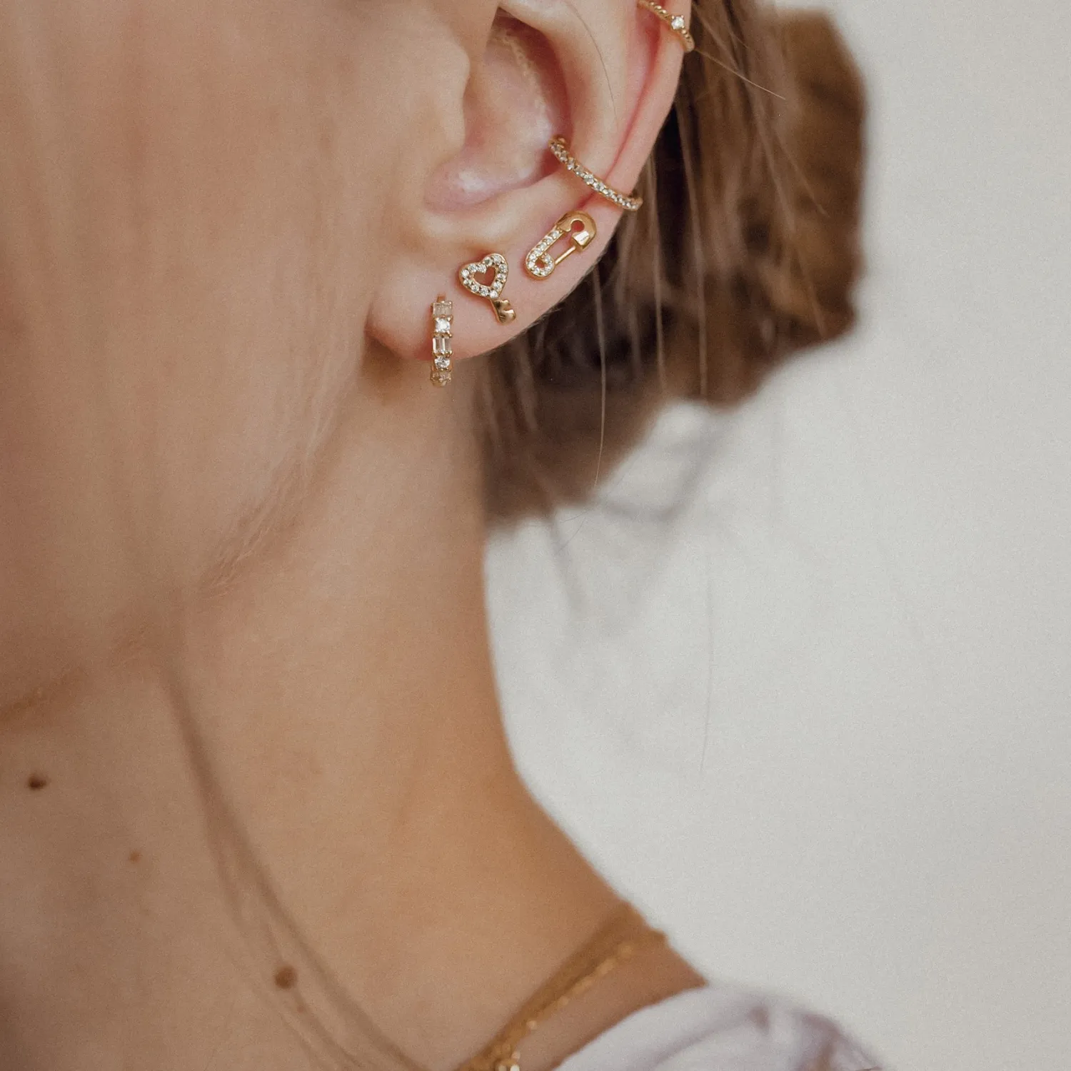 Ohrstecker | Hey Happiness Herz Schlüssel Ohrstecker Sterlingsilber in Gold