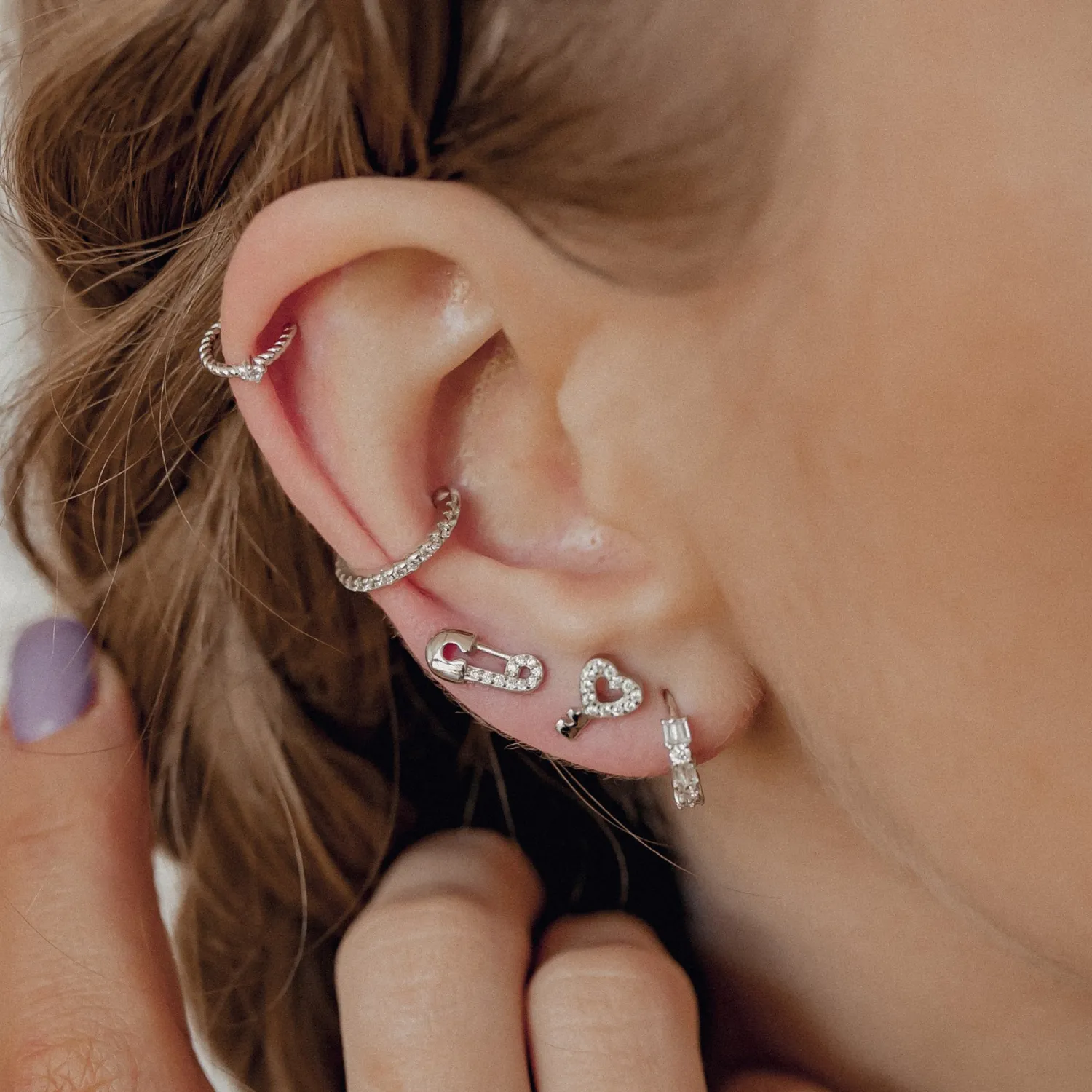 Ohrstecker | Hey Happiness Herz Schlüssel Ohrstecker Sterlingsilber Silver