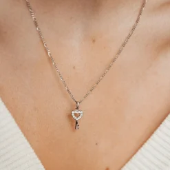 Filigrane Ketten | Hey Happiness Herz Schlüsselanhänger Halskette Sterling Silber Silver