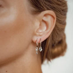Creolen | Hey Happiness Herz und Pfeil Charm Creolen aus Sterlingsilber Silver