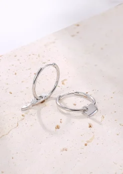 Creolen | Hey Happiness Herz und Pfeil Charm Creolen aus Sterlingsilber Silver
