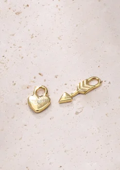 Creolen | Hey Happiness Herz und Pfeil Charm Creolen aus Sterlingsilber in Gold