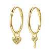 Creolen | Hey Happiness Herz und Schlüssel Charm Creolen aus Sterlingsilber in Gold