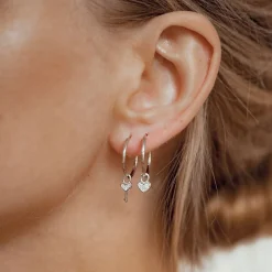 Creolen | Hey Happiness Herz und Schlüssel Charm Creolen aus Sterlingsilber Silver